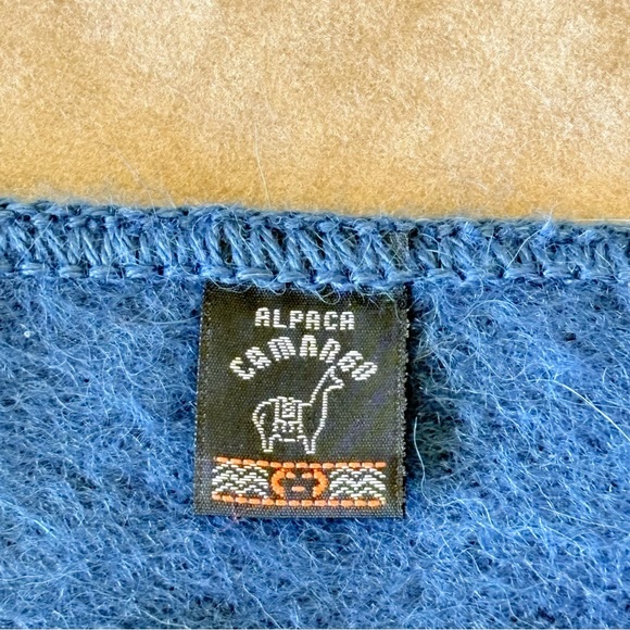 Camargo Alpaca Wool Blue Scarf  74"x9" - Picture 5 of 5